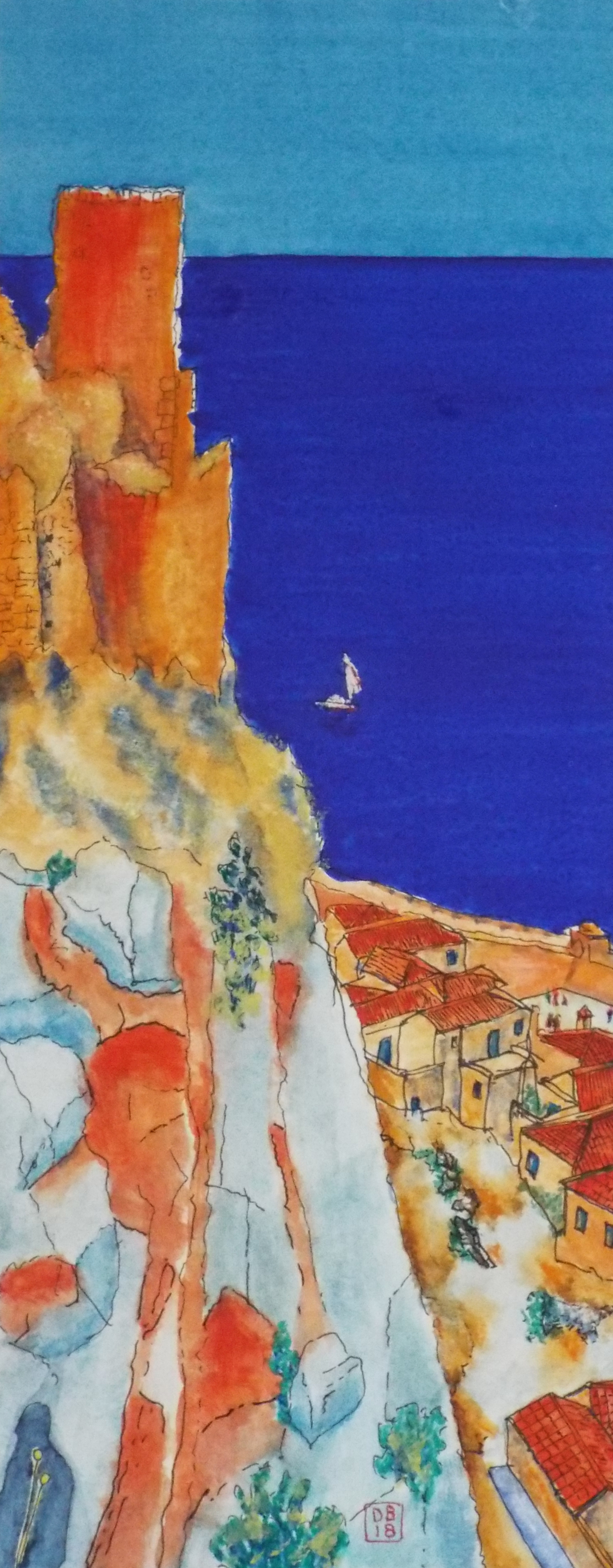 Naive watercolour, Monemvasia