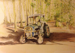 Tractor, watercolour