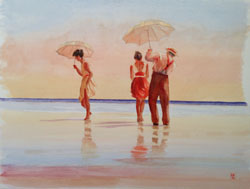 After Vetriano, watercolour